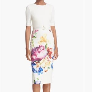 Ted Baker London
'Tapestry Floral' Belted Print Midi Sheath Dress